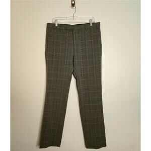 John Varvatos Men's Wool Blend Plaid Trouser Size 50 Black White Classic Preppy